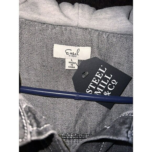 Easel Black Denim Distressed Jean Jacket - Picture 4 of 5